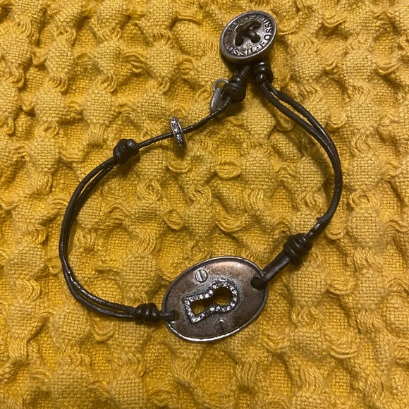 Bundle of 3 Fossil Adjustable Bracelets Turquoise & Leather with Fossil Logo - Picture 15 of 16